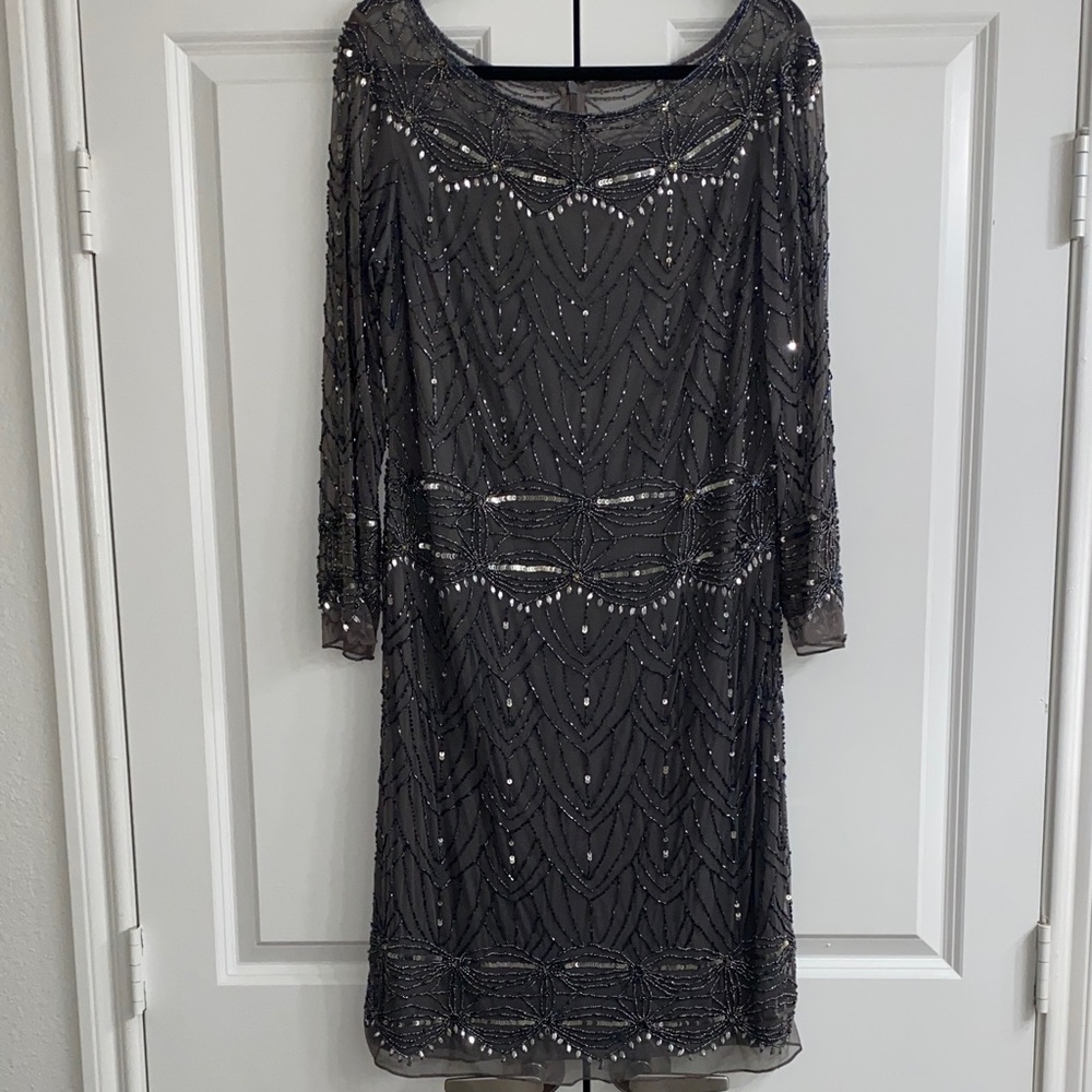 Pisarro Nights Charcoal Sequin Long Sleeve Dress